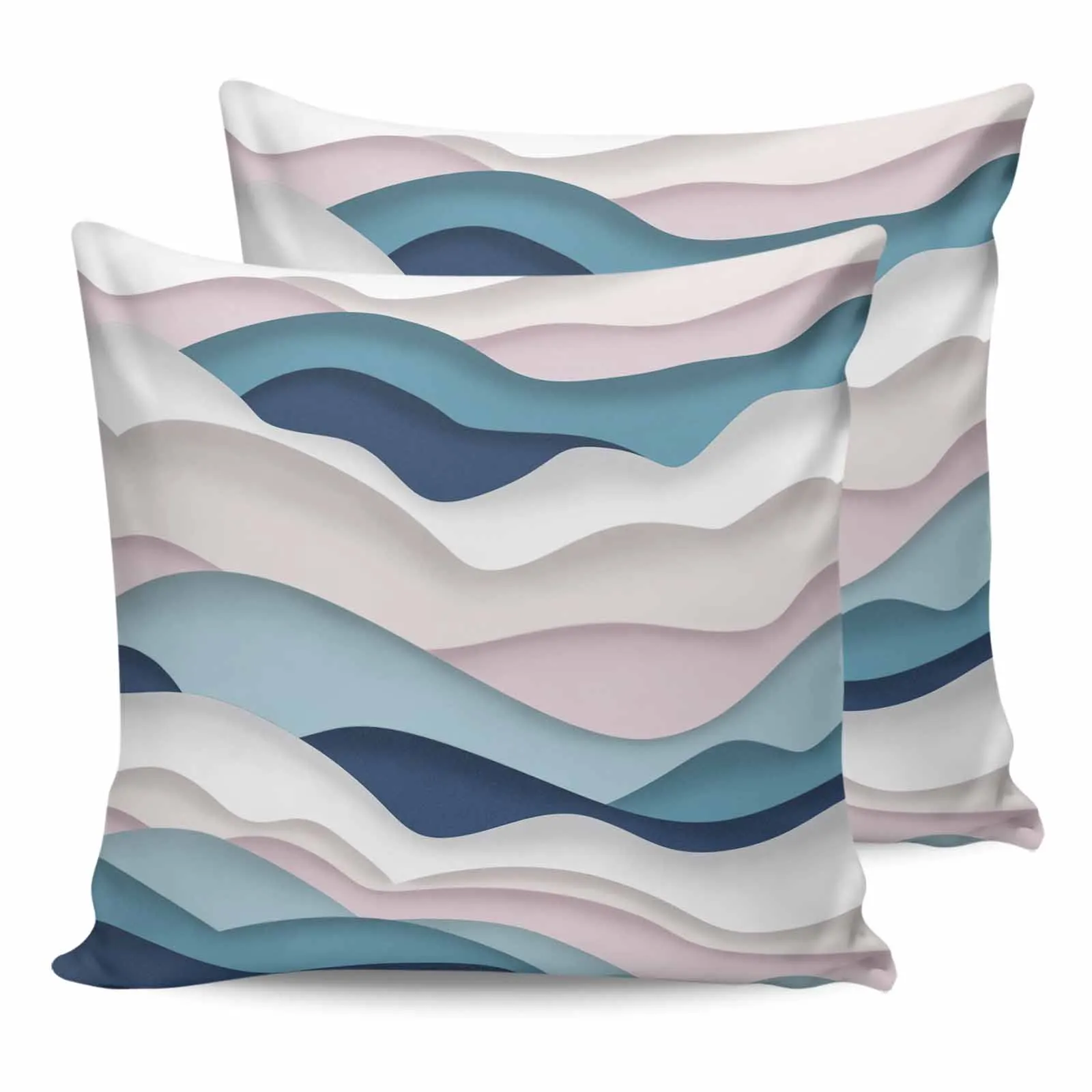 Gradient Ocean Waves Blue Waves Pink Waves 2/4PCS Outdoor Pillowcase Waterproof Sofa Pillow Cover Garden Cushion Covers Decor