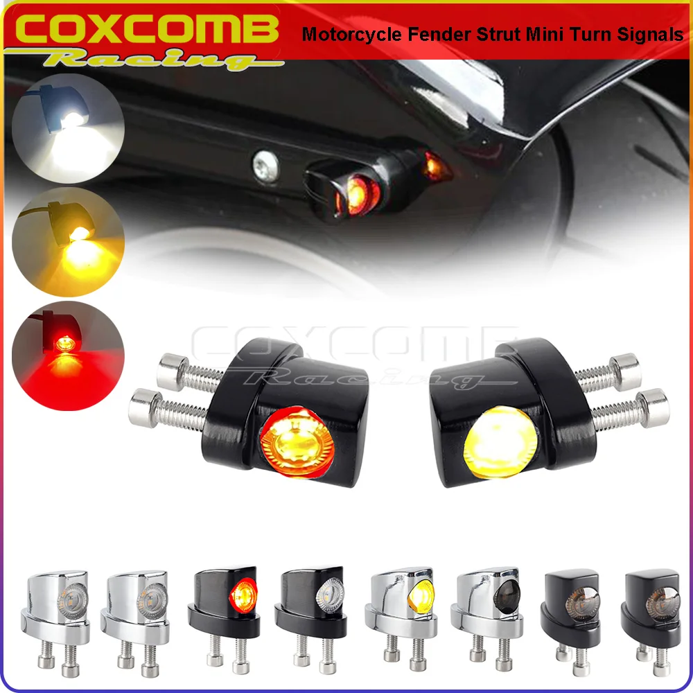 2-in-1 Mini Fender Strut LED Turn Signal Lights Tail Brake Blinker Flasher For Harley Sportster Dyna Softail Low Rider Bob XL