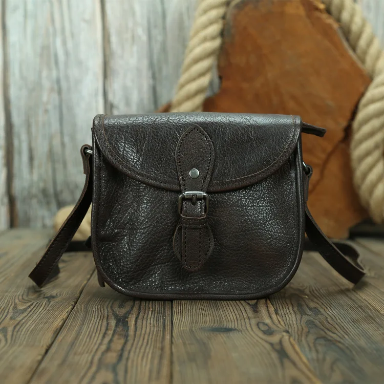 

Handmade Tannery Leather Ladies Crossbody Bag Single oulder Retro Korean Sle Handbag Top Layer Cowhide Mobile Phone Bag