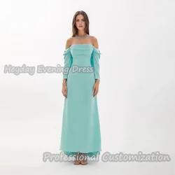 Heyday Off-the-shoulder Saudi Beaded Long Sleeves Straight Prom Gown Crepe Ankle Length Sexy Elegant luxury Dress For Women 2024