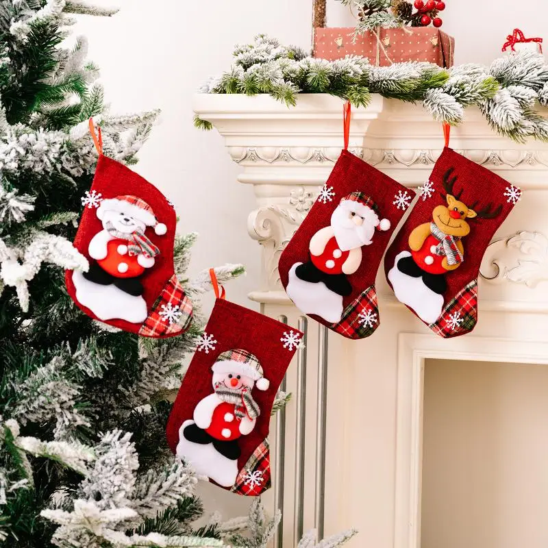 Christmas Tree Ornamets Creative Xmas Tree New Year For Children Merry Christmas Home Decoration Santa Stocking Sock Linen