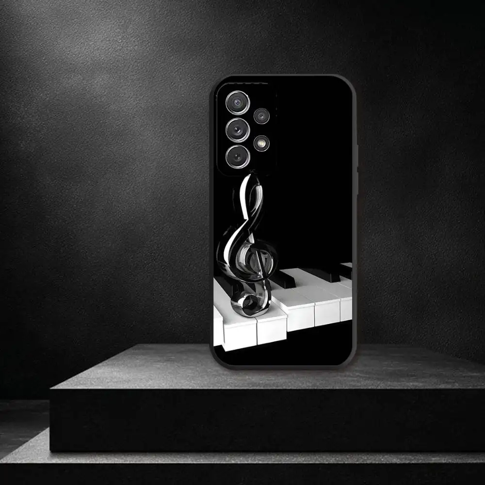Klavier-Klassikmusik-Handyhülle für Samsung S 25,24,23,22,30,21,10,9,Ultra,Plus,Lite,FE,4,5G, schwarze weiche Hülle