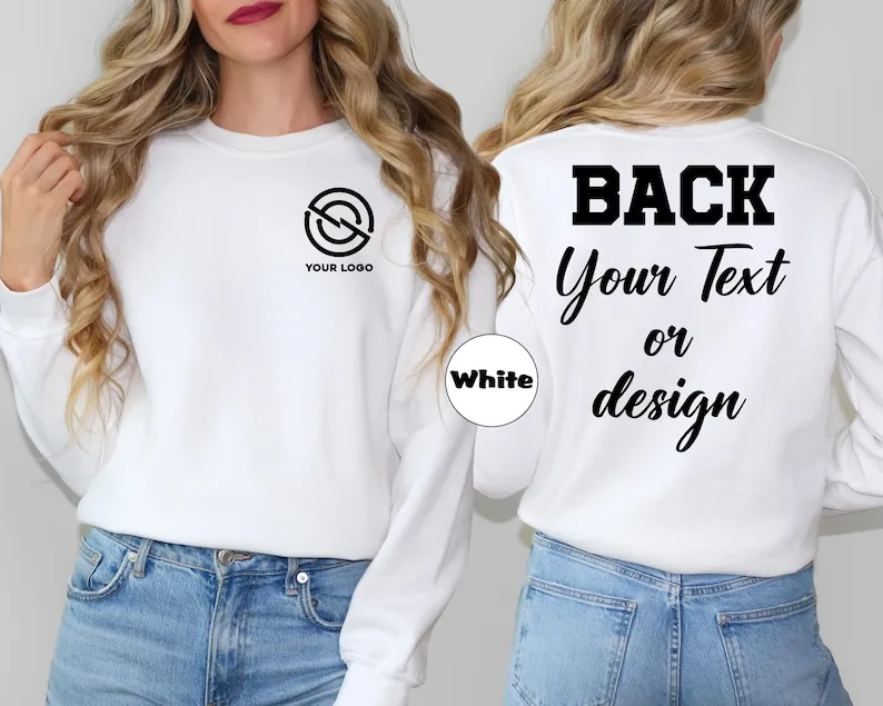 Custom Logo Design Sweatshirt Unisex Women Trendy Personalized Small Business Company Logo Outfit Team Staff School Logo Sweater
