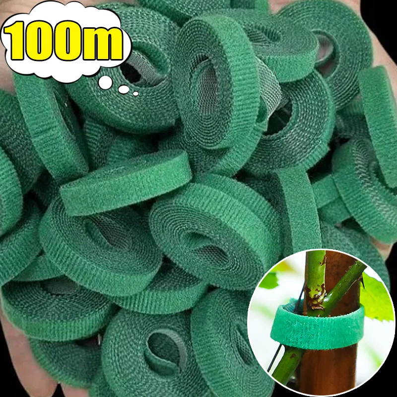 

Garden Plant Tape Nylon Cable Tie Green Self Adhesive Adjustable Plants Hook Loop Plant Support Bandage Reusable Fastener Strips