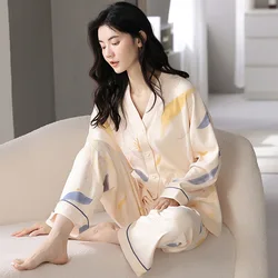 New Two-Piece Pajamas Ladies Spring And Autumn Long-Sleeved Homewear Autumn And Winter Models Ladies Casual Pajamas Homewear Set