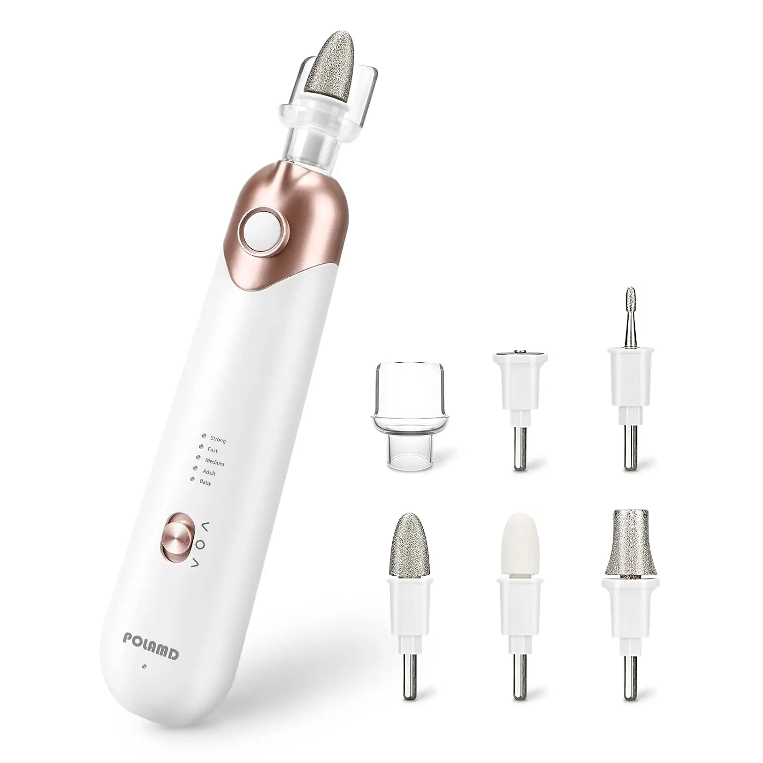 

Cordless Electric Nail Drill Set, 5-Speed Manicure Pedicure Tool for Grinding & Polishing, White