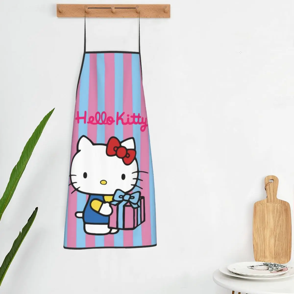 Custom Funny Hello Kitty Bib Aprons Men Women Unisex Kitchen Chef Tablier Cuisine for Cooking Baking Painting