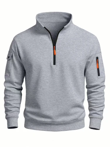 Imagen 2 del producto Sudadera para hombre 2025 Otoño e Invierno nuevos deportes casuales casual manga larga cuello alto media cremallera top a prueba de viento