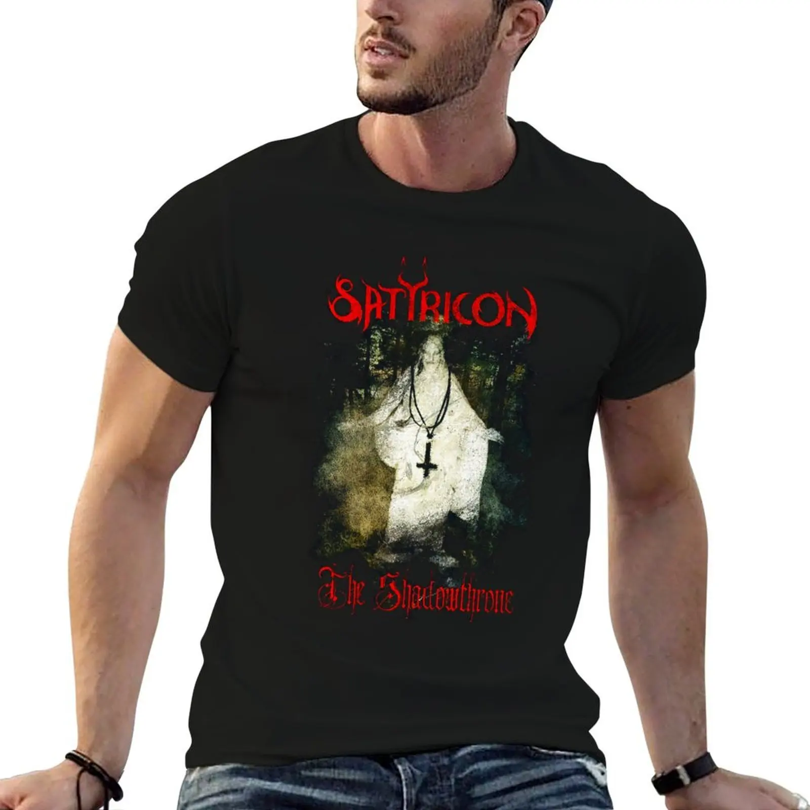Футболка The Shadowthrone от Satyricon - классическая норвежская футболка в стиле old school black metal, прочная повседневная рабочая футболка