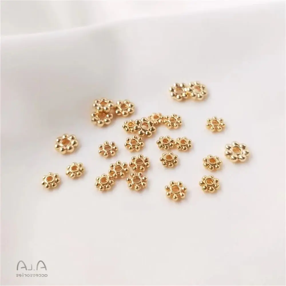 14K Gold Plated Snowflake Spacer Beads, Loose Bead Supplies for Handmade DIY Bracelet & Necklace Jewelry Craft Accessories