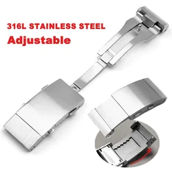 Luxury Solid Watch Buckle Adjustable 316L Stainless Steel 18/20mm 22mm Button for Seiko for Citizen Watchbands Clasp Accessories