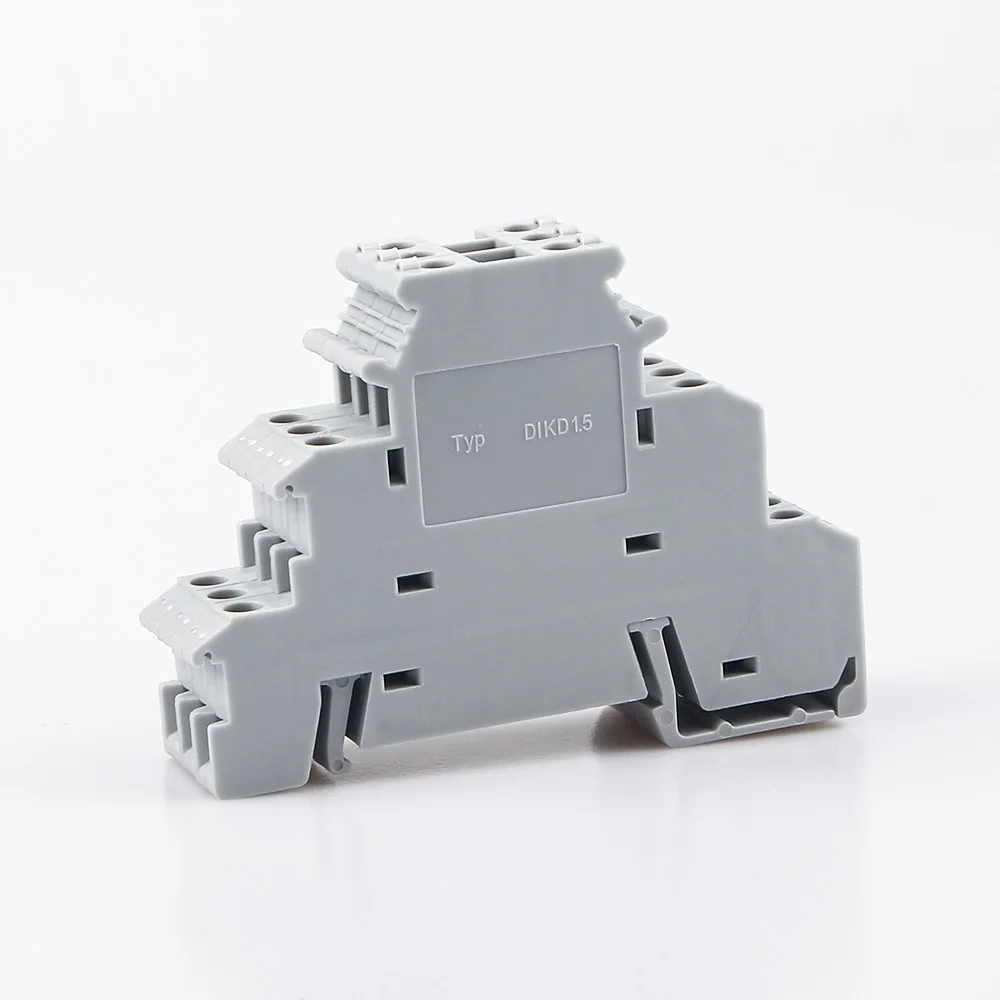 Din Rail Terminal Block 10Pcs DIKD-1.5 Three Layer 3 Level Sensor Actuator Triple Wire Connector DIKD1.5 Wire Conductor