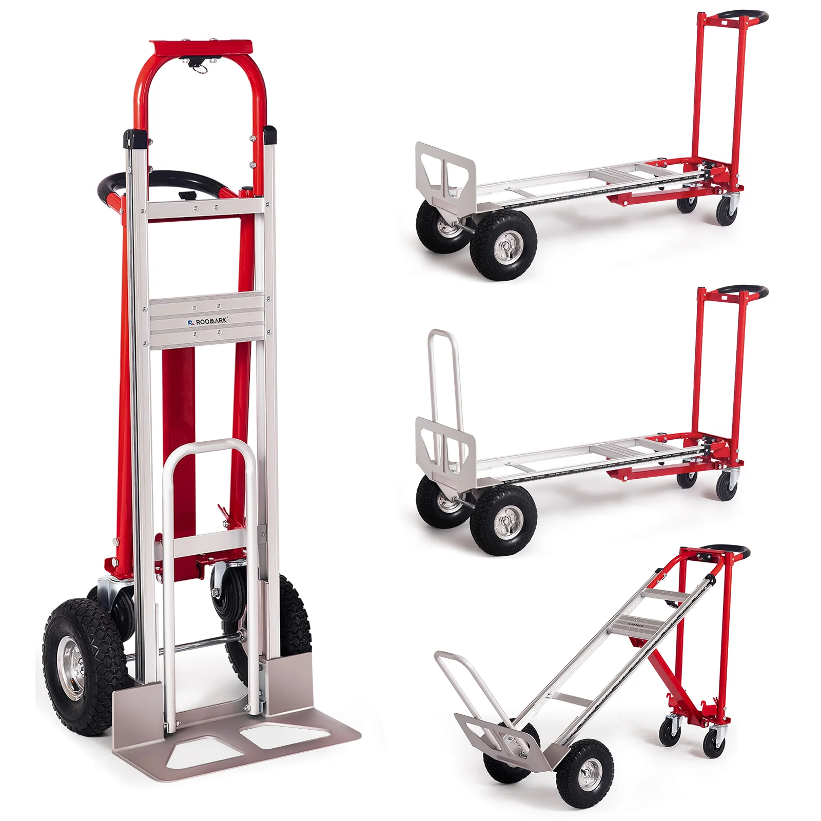 ROOMARK Hand Truck Dolly 4 in 1 Convertible Moving Cart 363kg Capacity with Telescopic Frame Non-Slip Wheels For Easy Delivery
