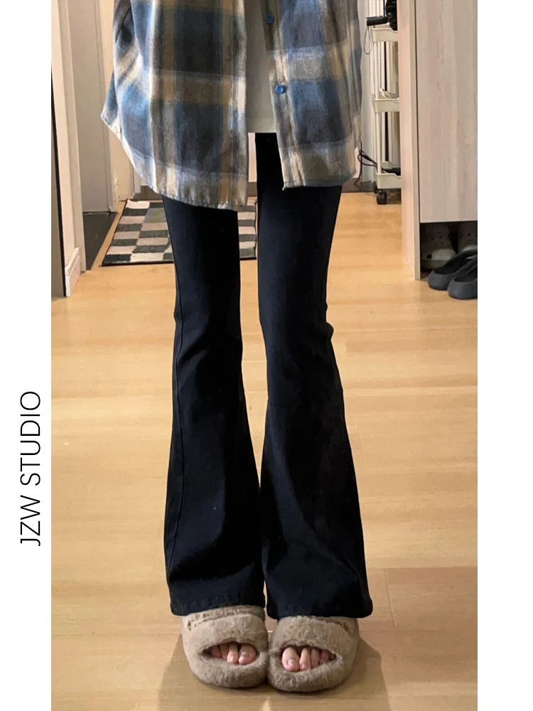 Bla Fce Jeans in denim micro svasato foderati Autunno Inverno da donna taglie forti Dimagranti Vita alta Elastico Slim Fit Zoccolo P...