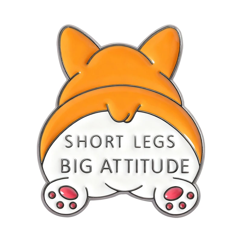 

Cute Corgi Dog Butt Short Legs Big Attitude Brooch Enamel Pins Cartoon Animal Pet Brooches Backpack Lapel Badge Jewelry Gifts