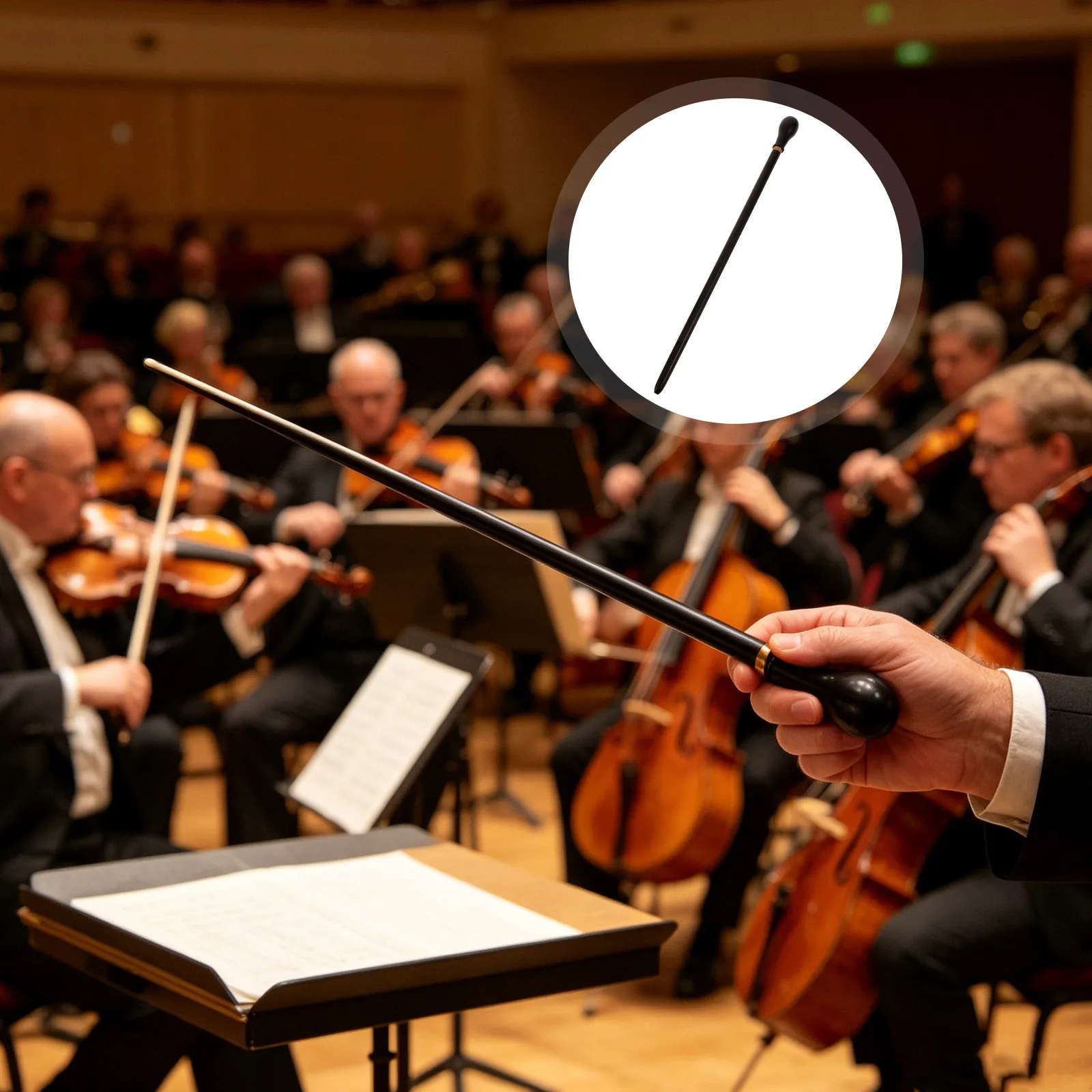 

Professional 15 Inch Wooden Conducting Baton Handcrafted Ebony Orchestra Baton Smooth Nonslip Grip for Concert Choir Symphony