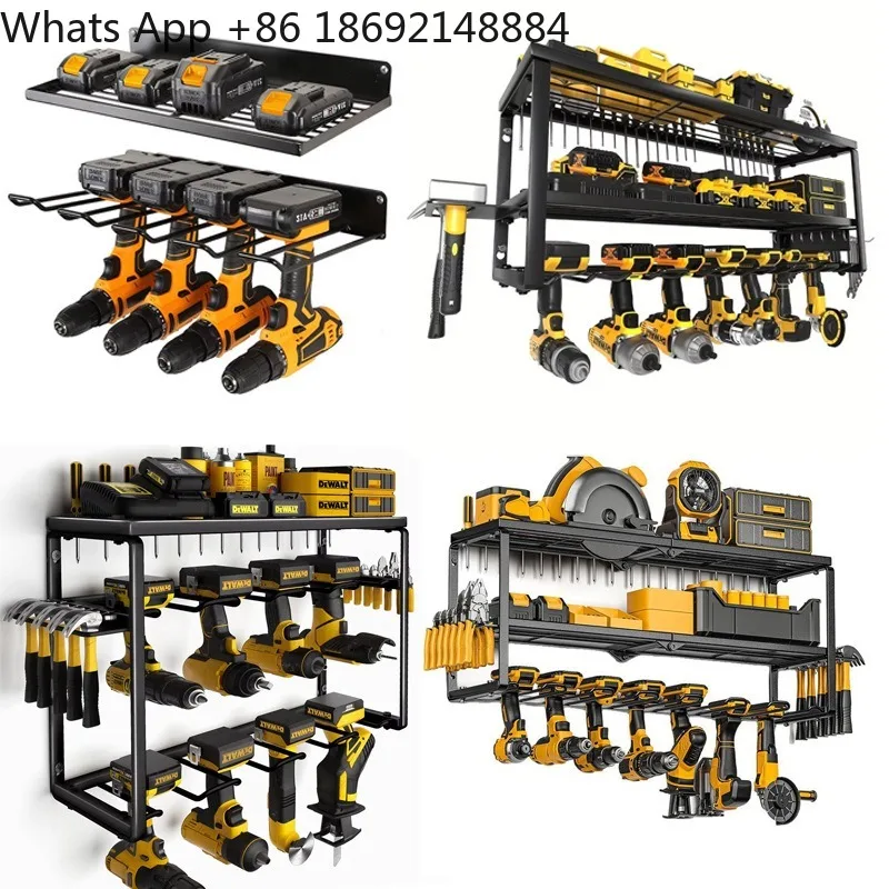 Garage wall-mounted four-slot, seven-slot, eight-slot heavy-duty electric drill tool storage rack