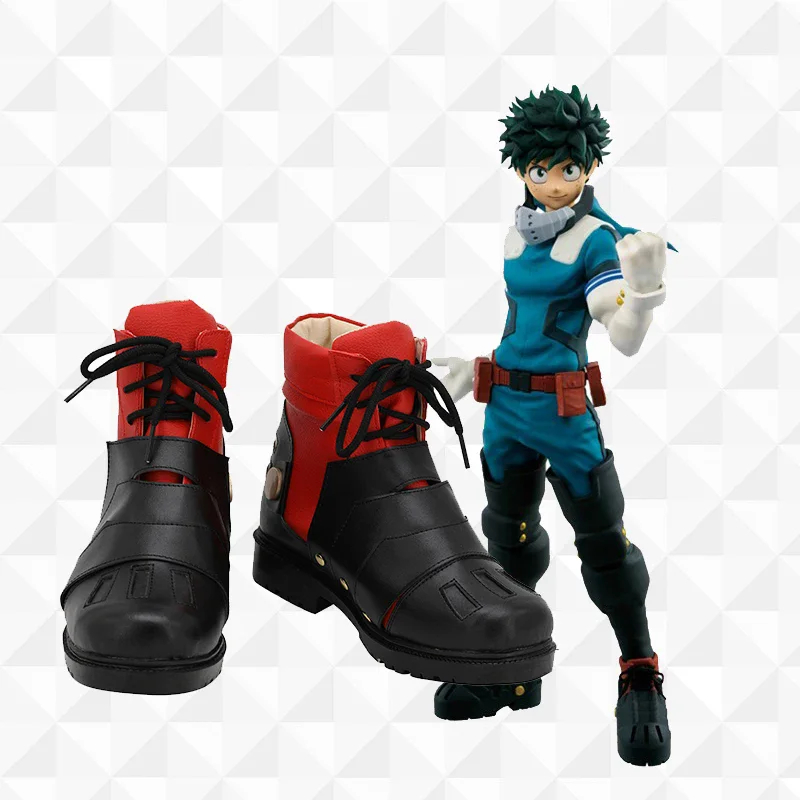 My Hero Academia Izuku Midoriya Cosplay Boots PU Leather Shoes Halloween Cosplay Prop Custom Made