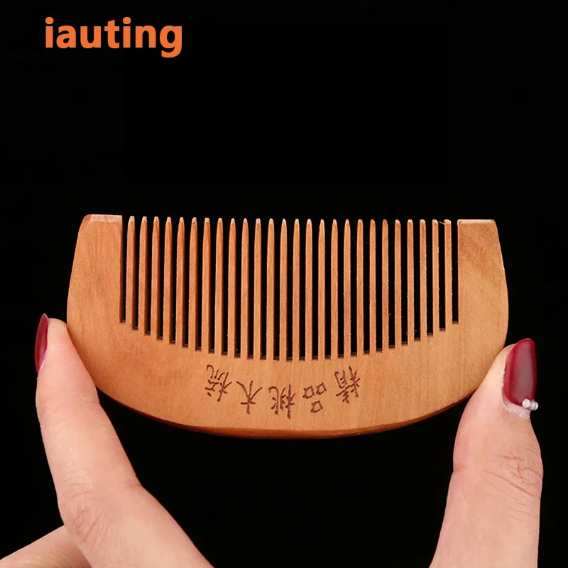 Natural Peach Wood Comb Close Teeth Anti-Static Head Massage Beard Hair Care Tool Beauty Accessories Barber Women'S Hairdres