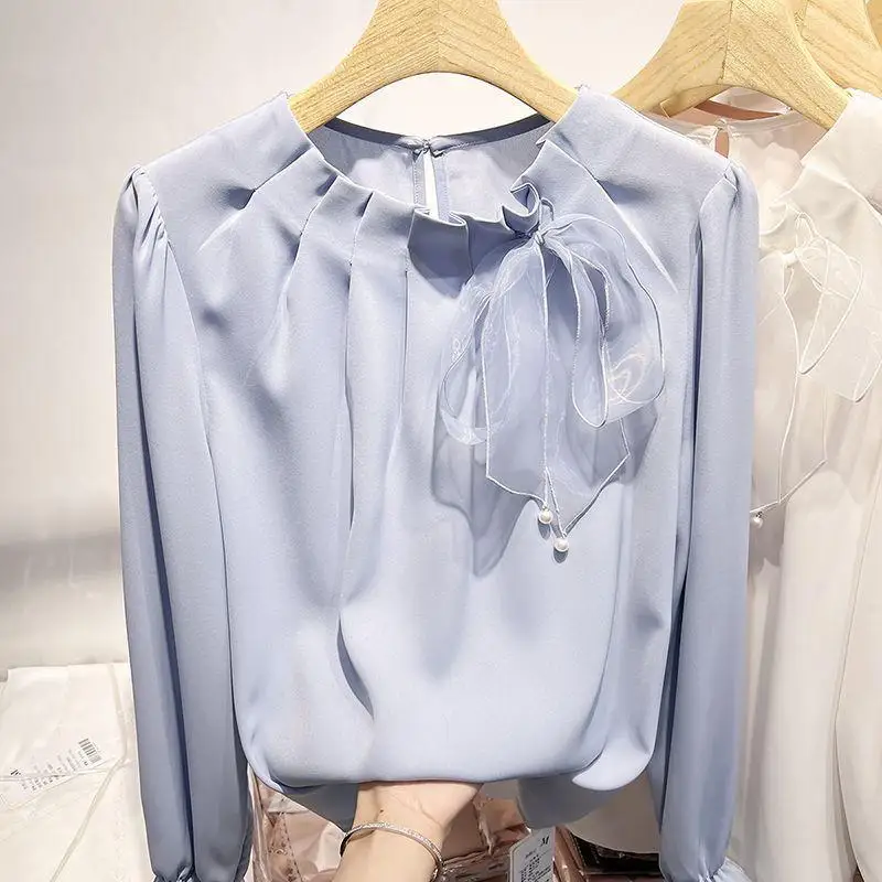 

Плиссированные для похудения с поясом, цветные шифоновые волосы, женские весенне-осенние новые узлы, длинные светящиеся волосы