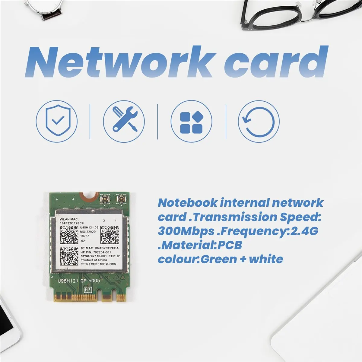 #70Z (Green & white)for Realtek RTL8723BE 802.11N WiFi Card Bluetooth 4.0 NGFF Card,Computer Accessories
