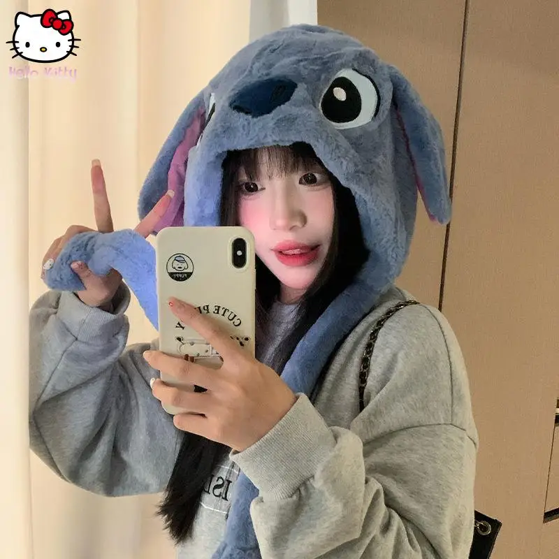 

Stitch Kawaii Velvet Thickened Hat Angel Personalized Cartoon Cute Creative Anime Movie Character Warm Ear Protection Hat Plush