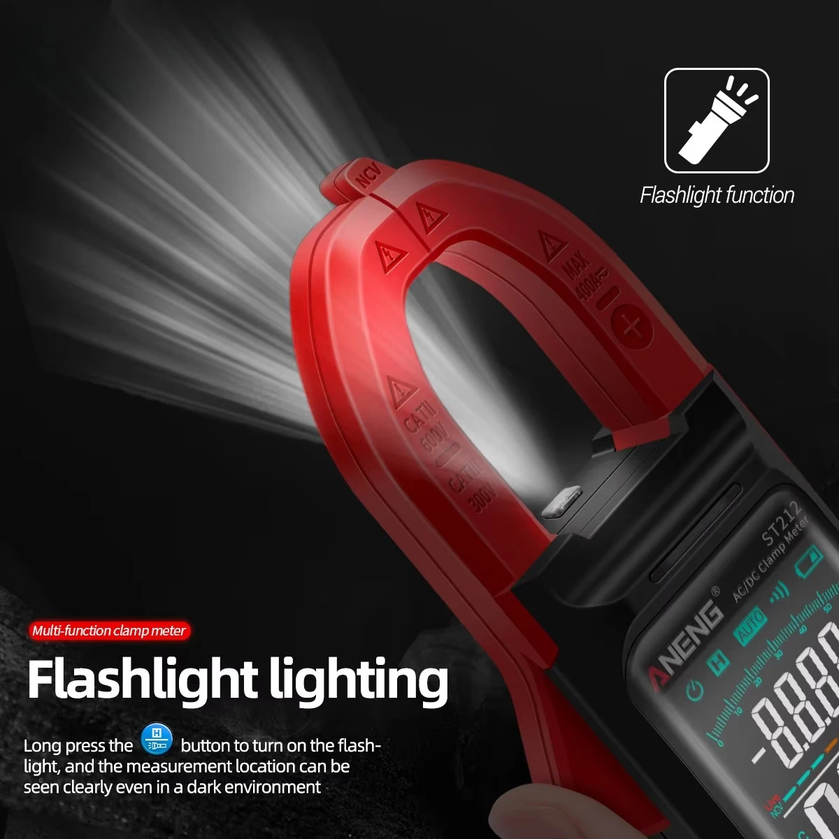 

ST212 DC/AC Current Digital Clamp Meter 6000 Counts 400A Amp Multimeter Large Color Screen Voltage Tester Car Hz NCV Ohm