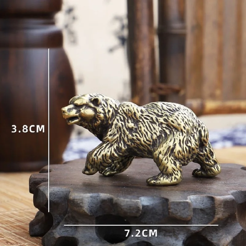 Solid Brass Bear Copper Craft Domineering Bear Tea Table Ornament Miniature Home Decoration Accessories a0388