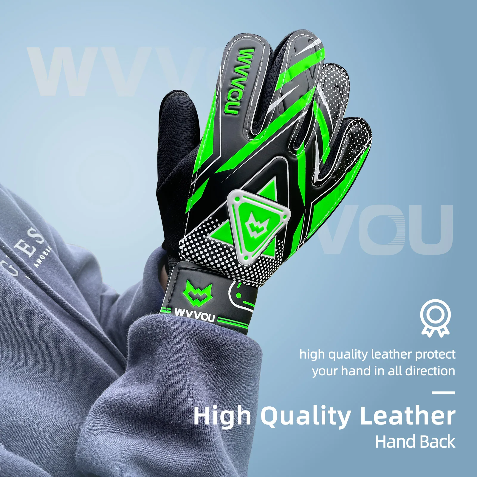 WVVOU Goalkeeper Gloves Children and Teenagers, Football Goalkeeper Gloves, Football Gloves, Double Protection, Portability