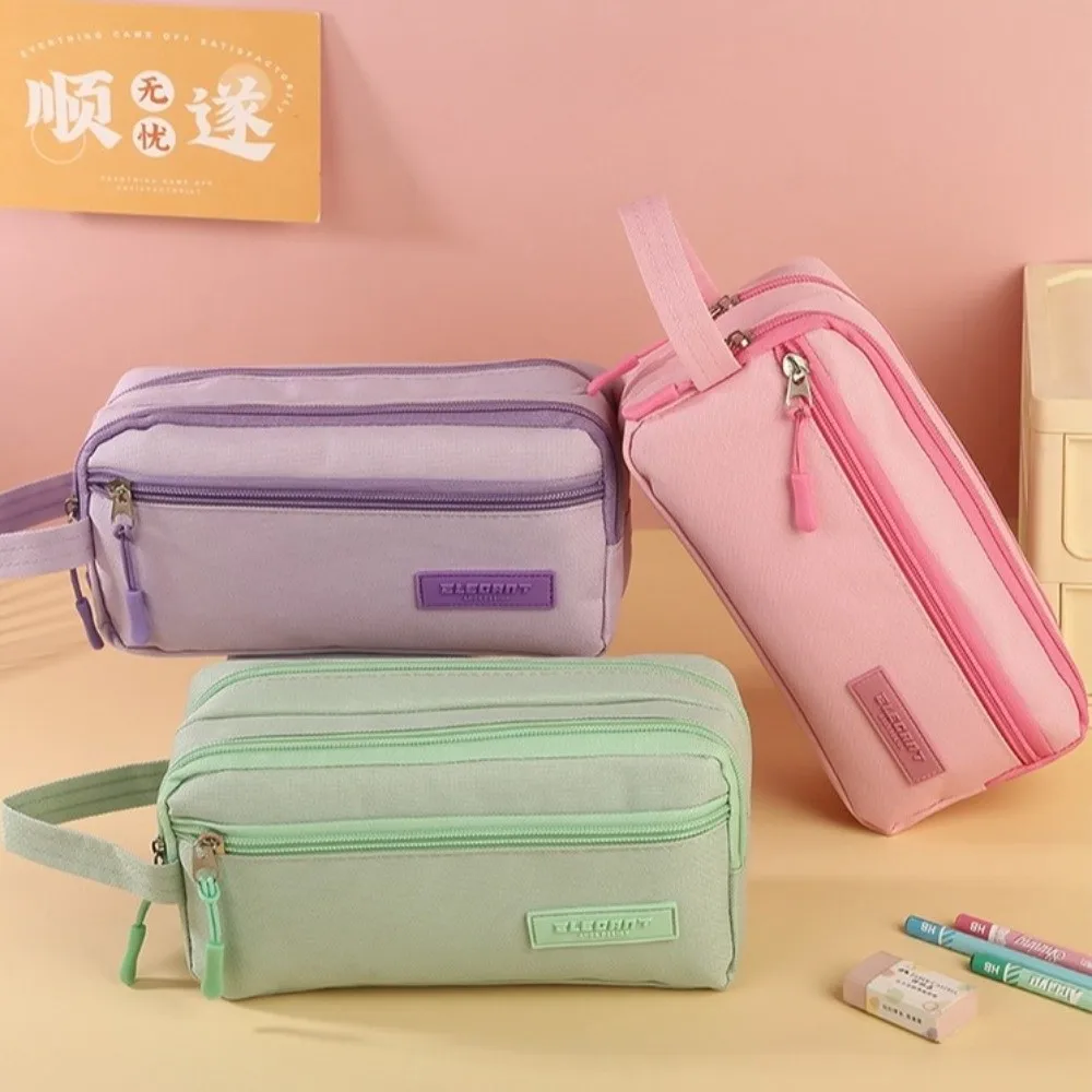 Three Layers Pencil Case Large Capacity Oxford Fabric Pencil Pouch Organizer Design Multi-Purpose Stationery Pouch Art Supplies