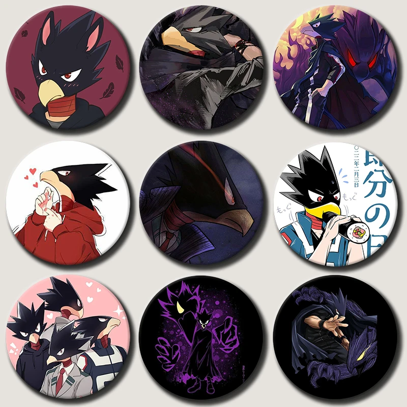 

58mm Anime Character Fumikage Tokoyami Soft Button Pin Hero Cartoon Brooch Creative Badge for Backpack Clothes Decoration Gift