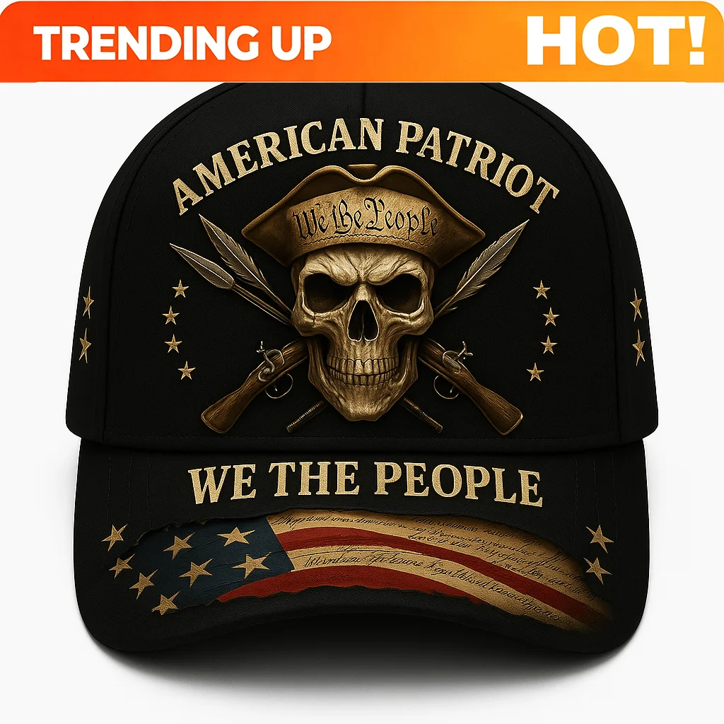 Custom Gothic American Patriot We The People Skull Baseball Cap