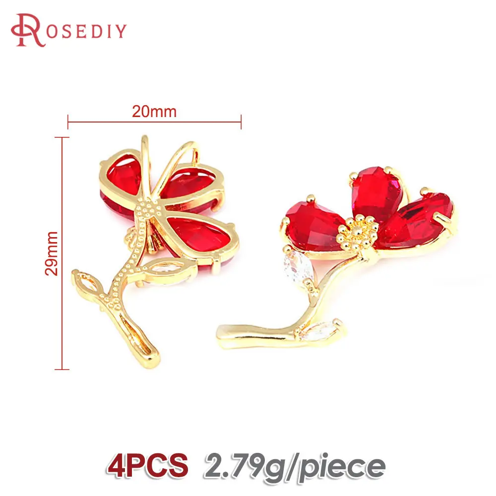 18K Gold Color Brass and Zircon Flower Necklaces Charms Pendants High Quality Jewelry Making Supplies Accessories for Women