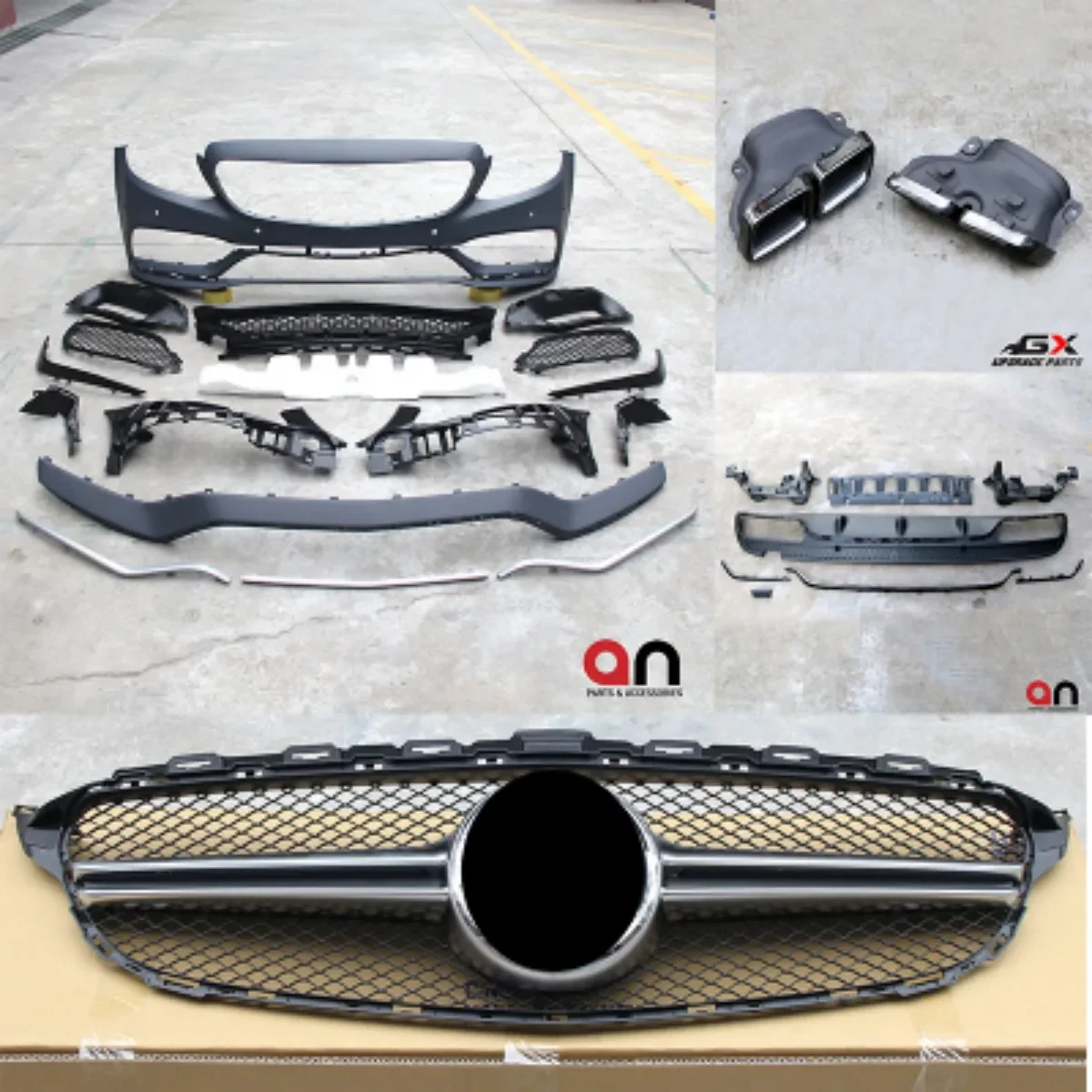 Car Body kit front and rear bumper surrounded Radiator Grille fender for Mercedes Benz Class C W205 modified C63AMG C260 C200