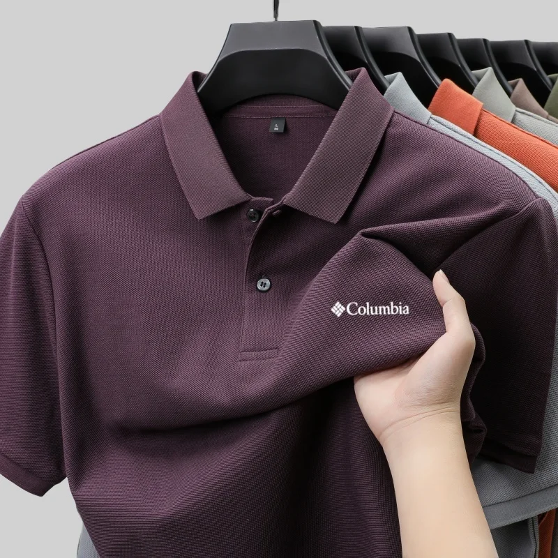 100% pure cotton new men's short sleeved summer comfortable breathable polo shirt, high-end brand designer embroidered T-shirt