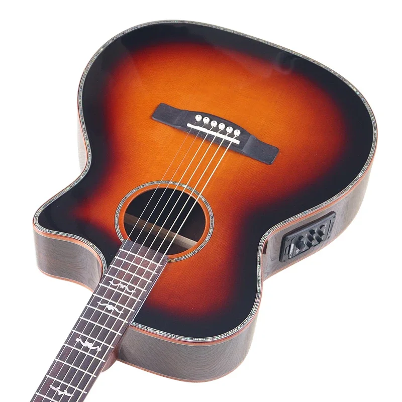 جيتار صوتي كهربائي عالي اللمعان 40 بوصة 6 أوتار جيتار شعبي من الخشب الصلب حقيبة مجانية لاقط مدمجة #4