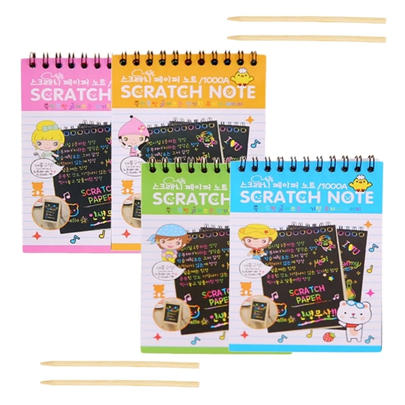 4 Pieces Scratch Paper Set Magics Scratch Notes Black Scratch Offs Arts Craft