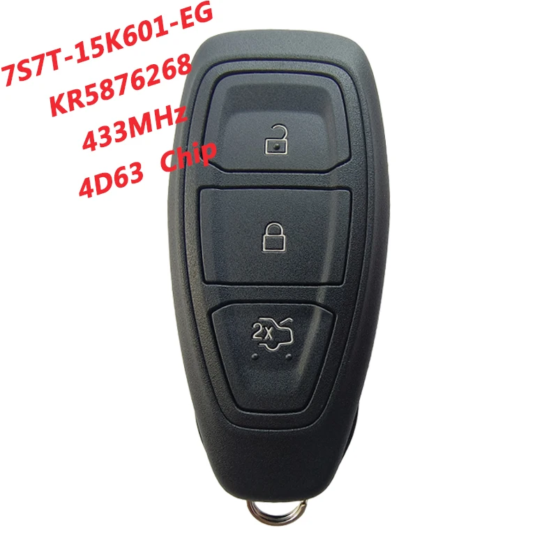 

AK018042 оригинальный PN 7S7T15K601EG для смарт-ключа Ford с 3 кнопками 433 МГц 4D63 чип FCC ID KR5876268 дилер No DA37380715