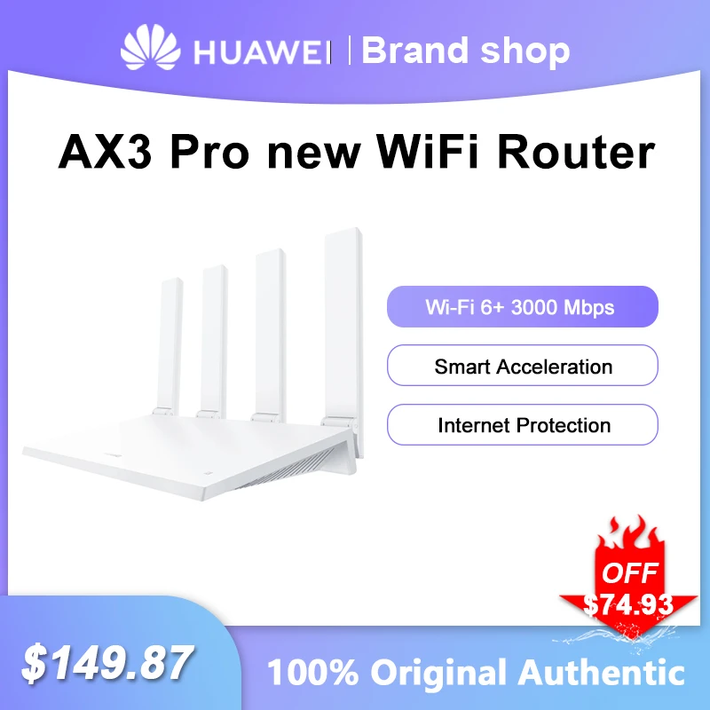 

Original Huawei AX3 Pro new WiFi Router Wi-Fi 6+ 3000 Mbps Signal Amplifier Dual-Band Supports NFC Wireless Network Repeater