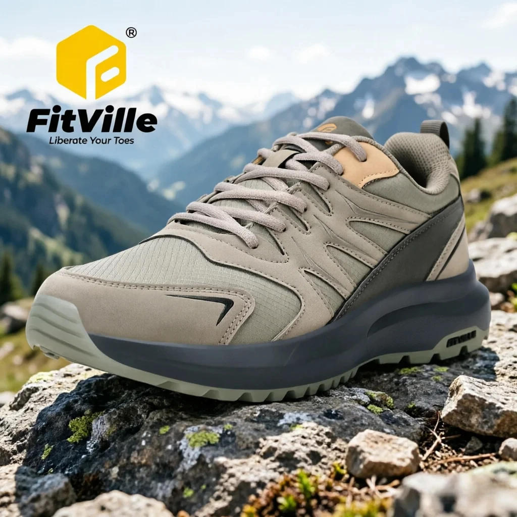 Fitville Outdoor Hiking Shoes Water-Resistant Extra Wide Trekking Climbing Shoes For Men Heigh Rebound Cushioning Sneakers