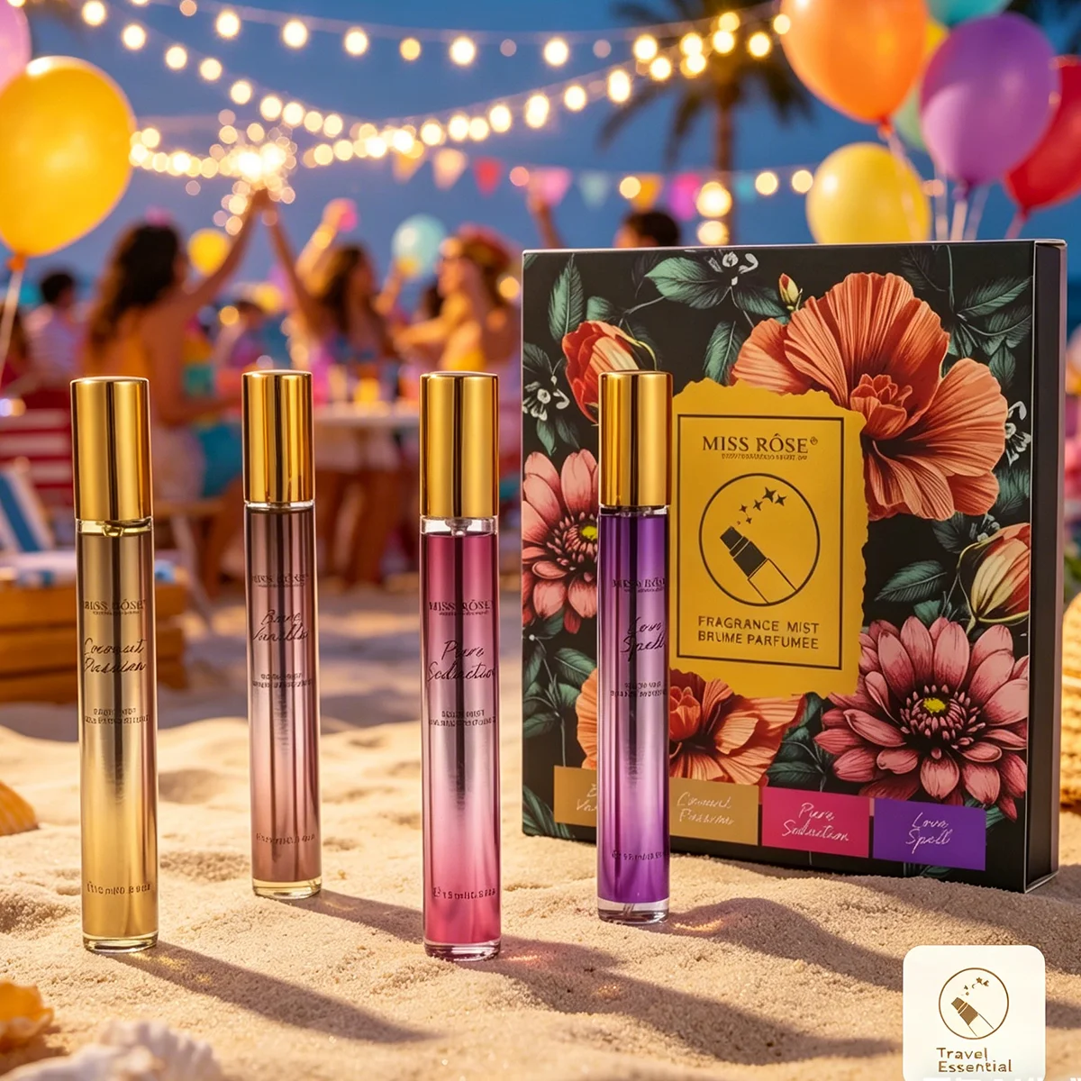 

Miss Rose 15ml Alcohol-Free Body Mist Long Lasting Shimmer Sweet Fruity Fragrance Portable Travel Deodorant Spray Set