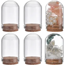 20Pcs Cloche Bell Jar 8mL Glass Display Dome with Cork Base 1.28 inch Small Clear Bottles Mini Bottles Dome Decorative Jars