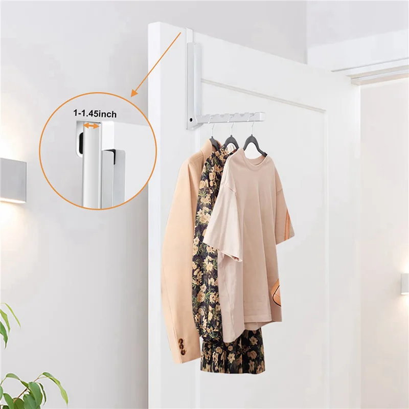 

ABHB-Over The Door Hooks Hanger, Foldable Over Door Drying Laundry Rack Hooks For Hanging Clothes With 6 Groves, 2 Pack