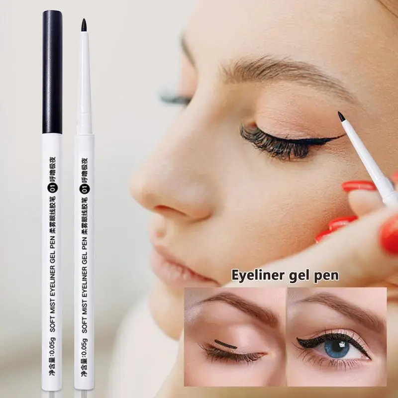 Lápiz Delineador de ojos a prueba de manchas, delineador impermeable ultrafino, resistente al sudor, maquillaje de ojos suave de larga duración, se desliza fácilmente para mujeres