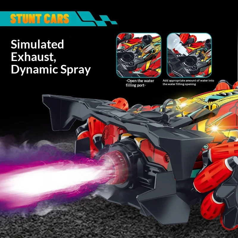 RC 스턴트카 4륜구동 스프레이 제스처 센싱 2.4G 무선 조종 자동차 LED 라이트 드리프트 스턴트 RC 자동차 남자아이 장난감