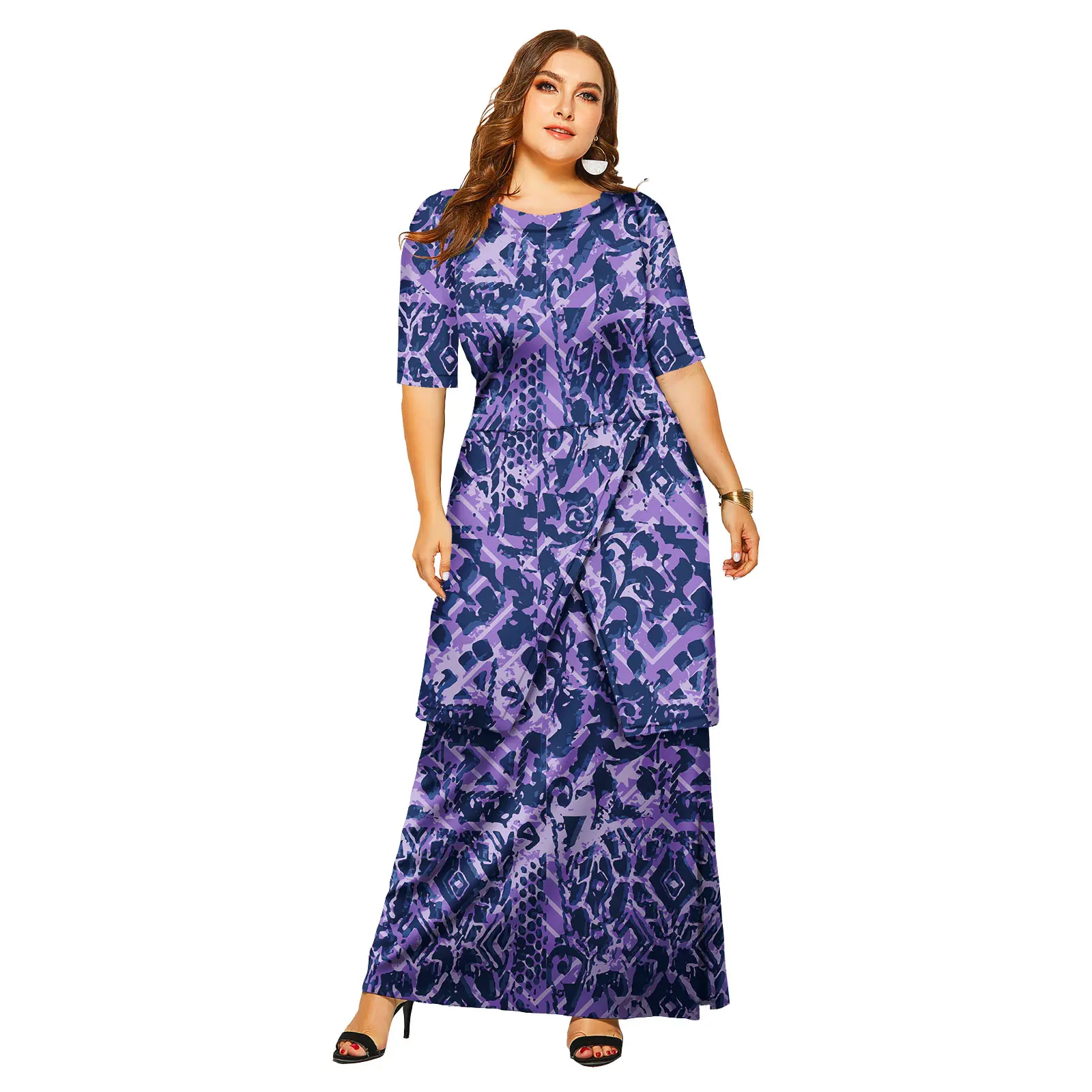 Island Style Custom Polynesia Design Puletasi Set Dress Samoa Ptaha Puletasi Ladies Long Maxi Two Piece Skirt Set Dresses 2pc