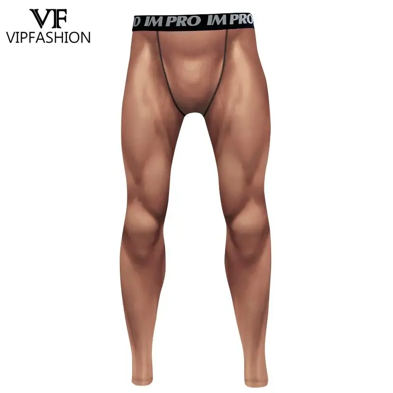 VIP FASHION Compression Tights Men Muscle Print Pants Running Workout Fitness Trousers Bodybuilding Jogging Cosplay Clothing