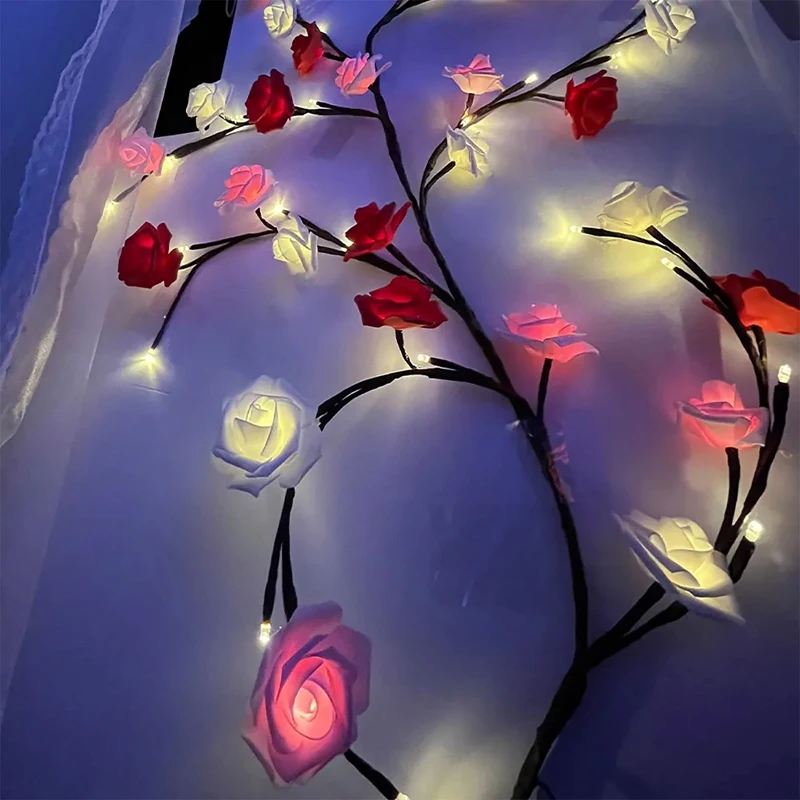 Gałąź kwiatowa LED Light Willow Vine Light Wtyczka USB w kreatywnej dekoracji ścian z pilotem Zginana