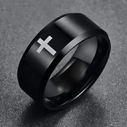 New Fashion Stainless Steel Ring For Women Black Jesus Cross For Men Casual Y2K Fashion Gothic Jewelry Gift