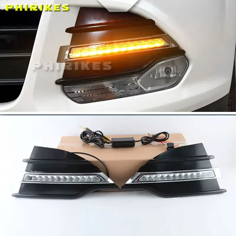 

12V LED DRL Daylights For Ford Kuga Escape 2013 2014 2015 Yellow Turn Signal Daytime Running Light Car Foglamp